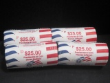 Lot of (4) $25 Presidential Dollar Rolls from the Mint