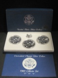 1983 UNC. Olympic Silver Dollar Set- P, D & S