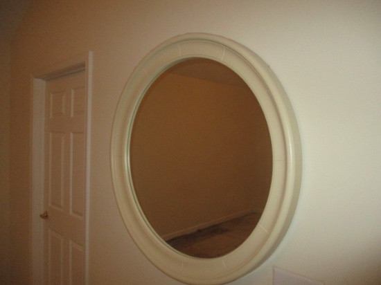 Large White Molded Frame Mirror
