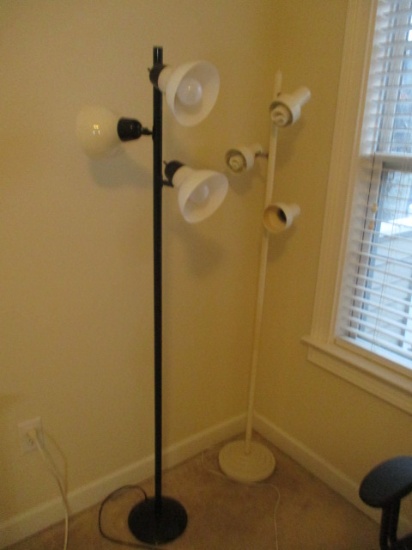 Black and White 3 Adjustable Head Pole Floor Lamps