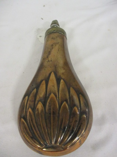 Vintage Embossed Copper Powder Flask