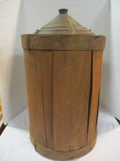 Antique Wood Wrapped 5 Gallon Fuel/Oil Can
