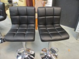 New Pair of Black Faux Leather Swiveling Bar Chairs