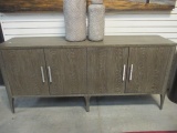 Reclaimed Wood Look Double Door Console Cabinet