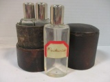Antique Leather Cased Traveling Decanter Casket