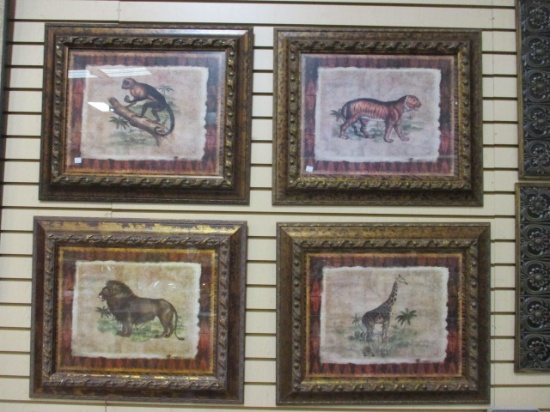 Framed Jungle Animals Wall Art (Lot of 4)