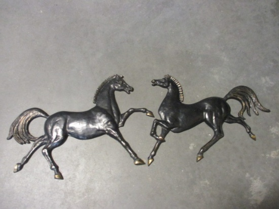 Pr of Metal Horse Wall Art