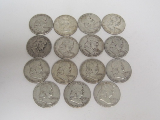 Lot of 15 Franklin Half Dollars