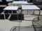 Three Vintage Porcelain Enamel Top Tables w/ Metal Legs