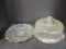 Vintage Pressed Glass Cake Dome and Egg/Relish Plate