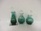Three Soffiato A Bocca Green Art Glass Stoppered Bottles