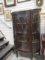 Antique Curved Side Tiger Oak Curio w/ Carved Lion Heads