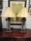 Pair of Bronzed Neo Classical Style Pull Chain Lamps