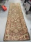 Green/Burgundy/Ivory Floral Design Wool Runner