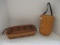 2 Longaberger Leather Handled Baskets - Signed & Dated