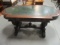 Antique Ornate Carved Wood & Leather Top Library Desk
