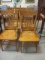 4 Antique Carved Wood & Cane Seat Dining Chairs