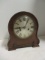 Vintage Carved Wood Mantel Clock with Pendulum & Key