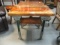 Epoxy Live Edge Lava Flow Wood Top on Industrial Table