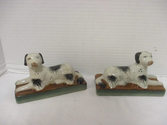 Pair of Staffordshire Style Dog Bookend Figurines