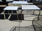 Three Vintage Porcelain Enamel Top Tables w/ Metal Legs