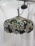 Floral Stained Glass Style Pendant Chandelier