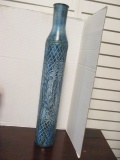 Tall Pottery Barn Embossed Metal Vase