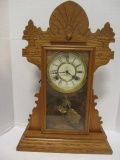 Antique Waterbury Oak Gingerbread 8 Day Kitchen Clock