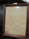 Replica 1918 Map of Camp Sevier, Greenville SC on Board