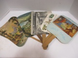 Five Vintage Advertisement Funeral Fans