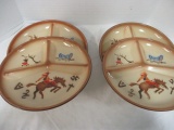Four 1950s Western Enamelware Divided Plates