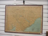 Old Rand McNally South Carolina Map Mounted on Board