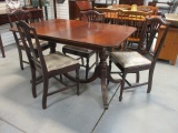 Vintage Mahogany Dining Table, Leaf and Four Side Chairs