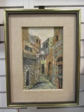 Artist Signed Village Scene Artwork
