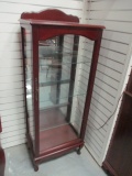 Mahogany Finish Mirror Back Display Cabinet