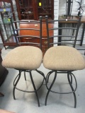 Pair of Swiveling Bronzed Finish Metal Bar Chairs