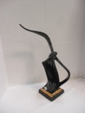 Midcentury Black Glazed Gull in Flight Statue