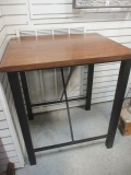 Whalen Furniture Metal Cross Base Wood Top Table