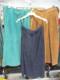 Tan, Navy and Light Green Suede Skirts