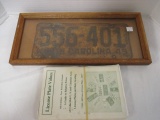 Framed 1949 Embossed NC License Plate and Guide Book