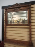 Victorian Carved Wood Dresser Mirror with Towel Bar