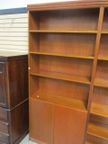 4 Adjustable Shelves with Bottom Hutch Wood Bookcase