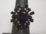 14k Gold Amethyst and Sapphire Baguette Ring