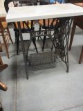 Antique Singer Sewing Machine Metal Base & Marble Top