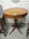 Vintage 4-Claw Footed Pedestal Drum Table