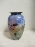 Richard Satava Petroglyph Art Glass Vase -Signed & Dated
