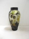 Art Nouveau Acid Cut Art Glass Vase