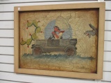 Vintage Signed Mexican Art on Board in Rustic Frame