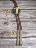 Signed Wes Willie Navajo Sterling Silver and Stone Bolo Tie