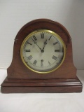 Vintage Wood Pendulum Mantel Clock with Key